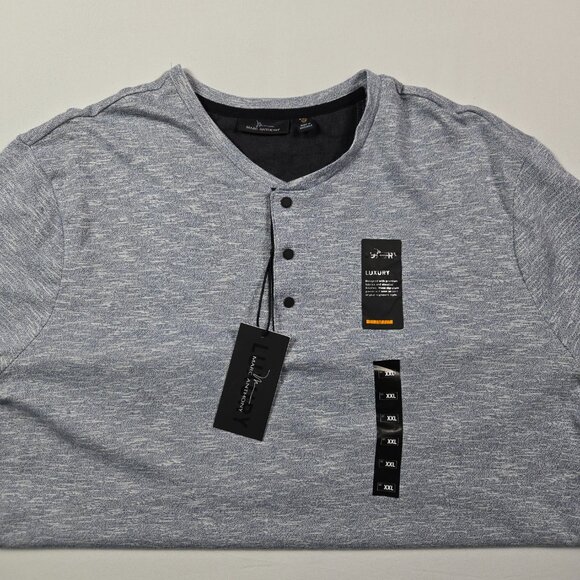 Marc Anthony XXL‎ Slim Fit Henley Shirt Long Sleeve Light Blue Heather NWT - Picture 9 of 9